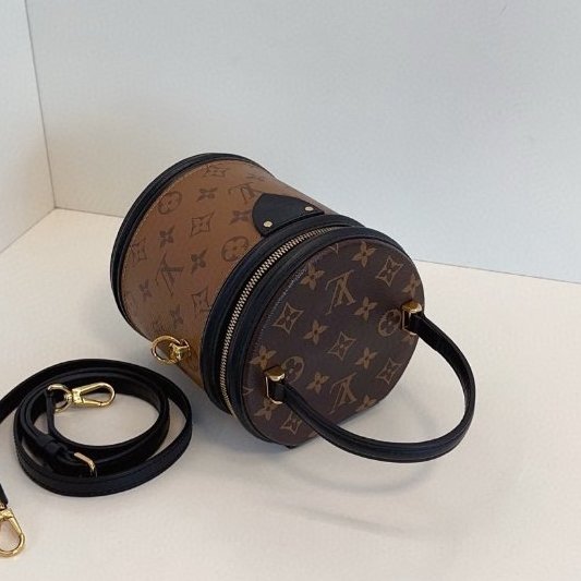 芯片款 路易威登/Louis Vuitton 拼色老花髮財桶 手提包-4