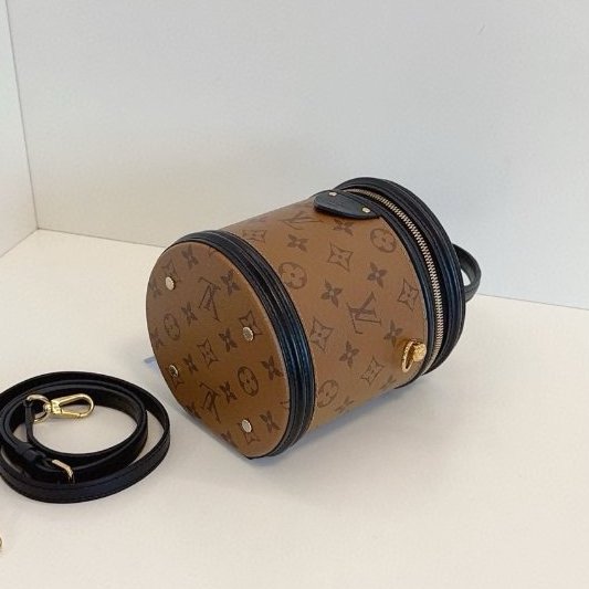 芯片款 路易威登/Louis Vuitton 拼色老花髮財桶 手提包-5