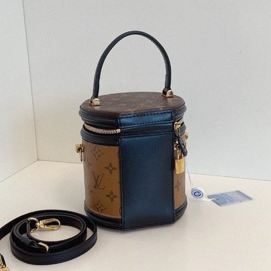 芯片款 路易威登/Louis Vuitton 拼色老花髮財桶 手提包-7