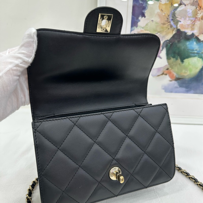 Chanel 香奈兒 21b coco lady 小號黑金牛皮芯片款 可手拎可斜挎 復古精緻 時尚簡約百搭 尺寸：15*21*8cm-6