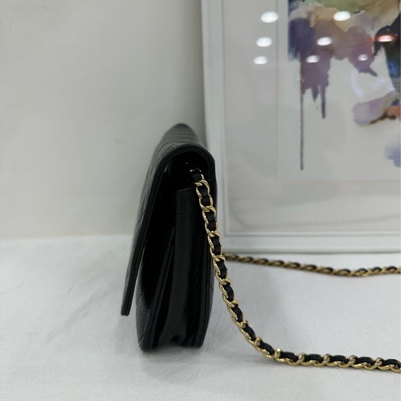 CHANEL香奈兒 WOC 發財包 麻將包 荔枝紋 牛皮 斜背包 黑色 27開-3