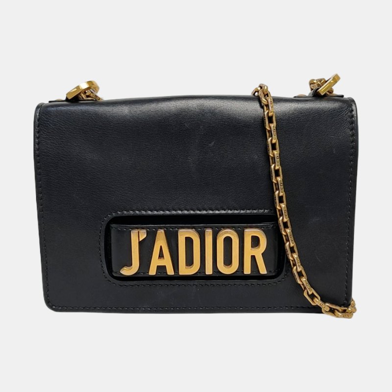 DIOR J'Adior黑色牛皮單肩包斜挎包金色五金可拆卸肩帶-7