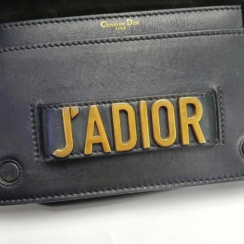 DIOR J'Adior黑色牛皮單肩包斜挎包金色五金可拆卸肩帶-9