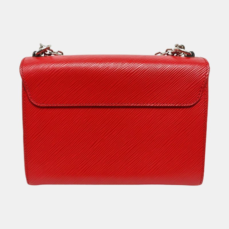 LOUIS VUITTON TWIST中號紅色EPI牛皮水波紋單肩包斜挎包銀色五金可拆卸肩帶-3