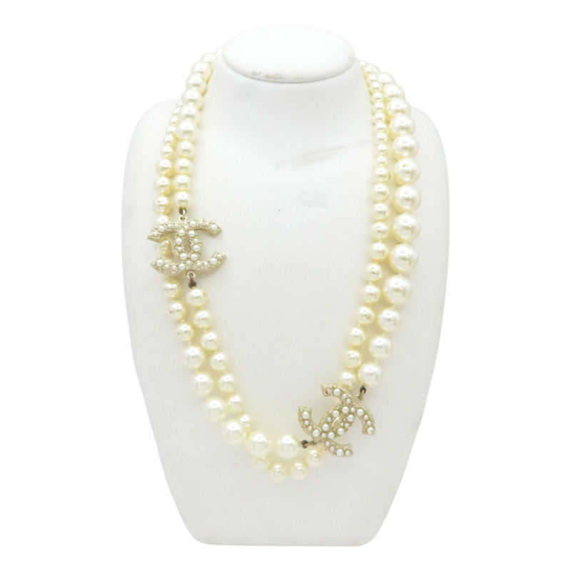 淺金 鍍金 珍珠 雙C pearl long 項鍊【CHANEL 香奈兒】-13