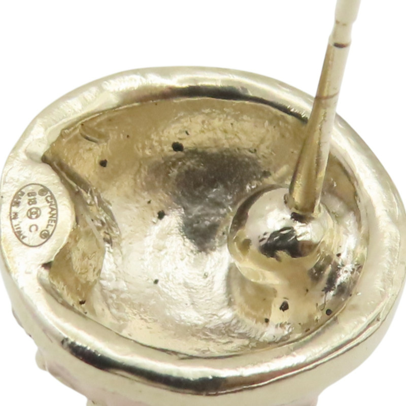 粉/白琺瑯 金色鍍金 雙C 針式耳環【CHANEL 香奈兒】-6