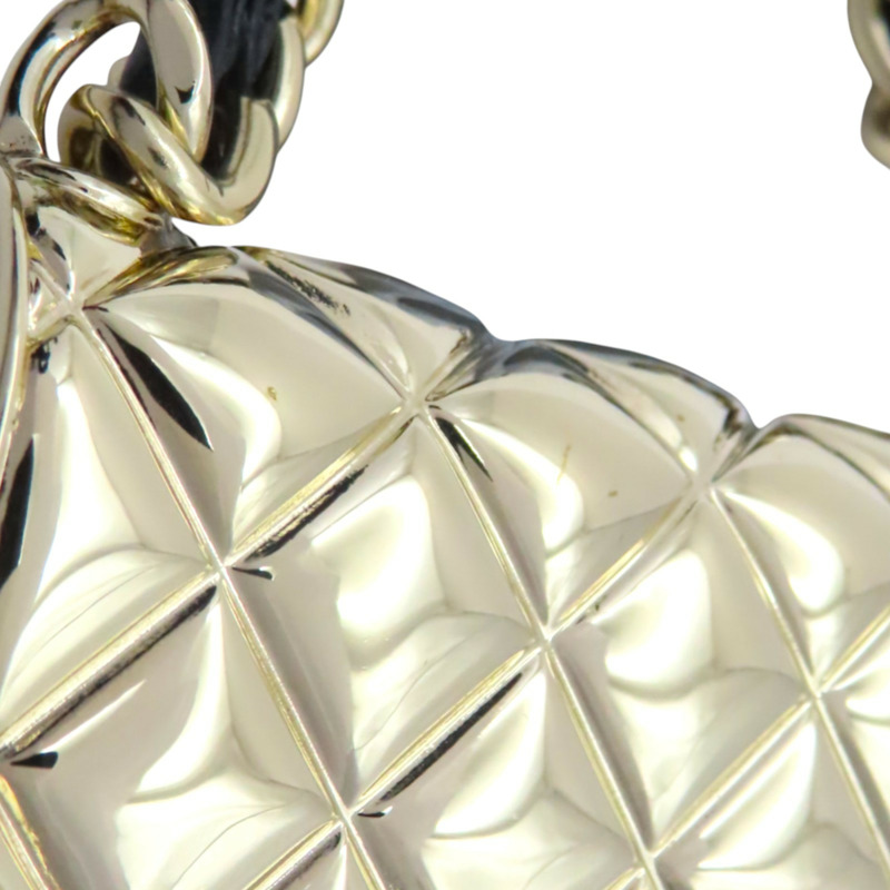 淺金鍍金 黑色牛皮 包包造型 matelasse motif 項鍊【CHANEL 香奈兒】 AB6135-8