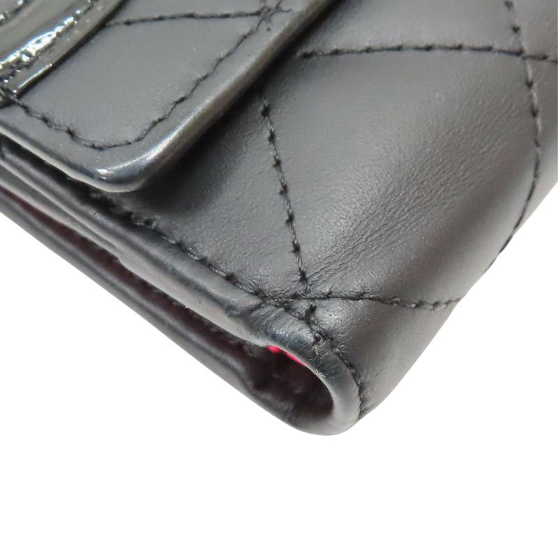 霧面黑色 牛皮 康朋 扣式短夾【CHANEL 香奈兒】-10