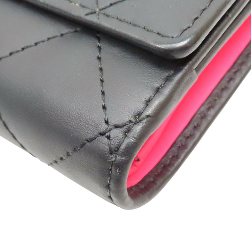 霧面黑色 牛皮 康朋 扣式短夾【CHANEL 香奈兒】-11