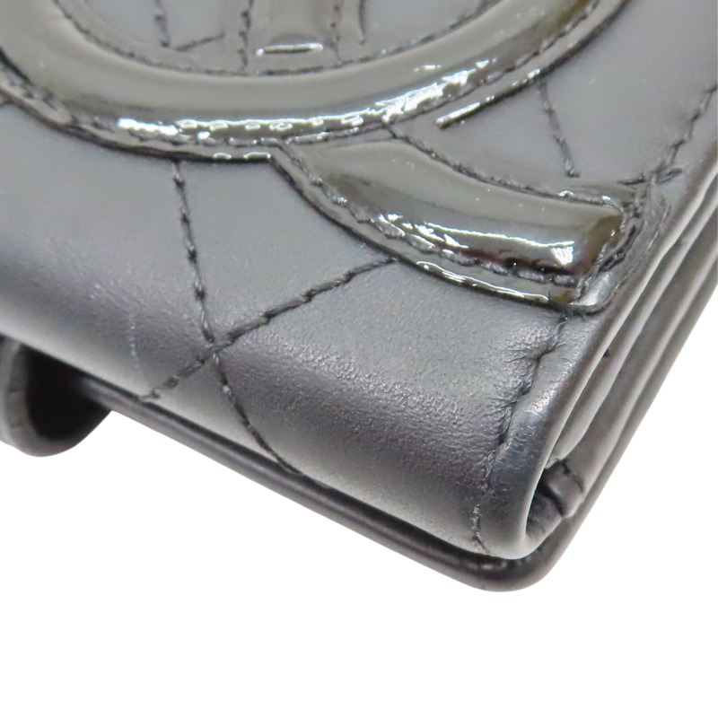 霧面黑色 牛皮 康朋 扣式短夾【CHANEL 香奈兒】-13