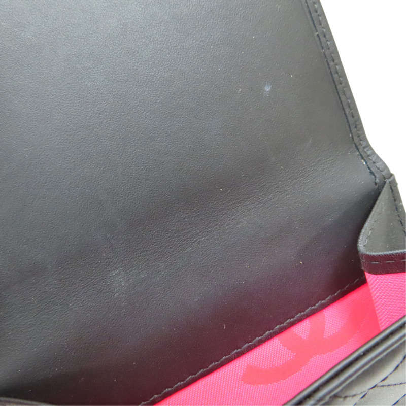 霧面黑色 牛皮 康朋 扣式短夾【CHANEL 香奈兒】-14