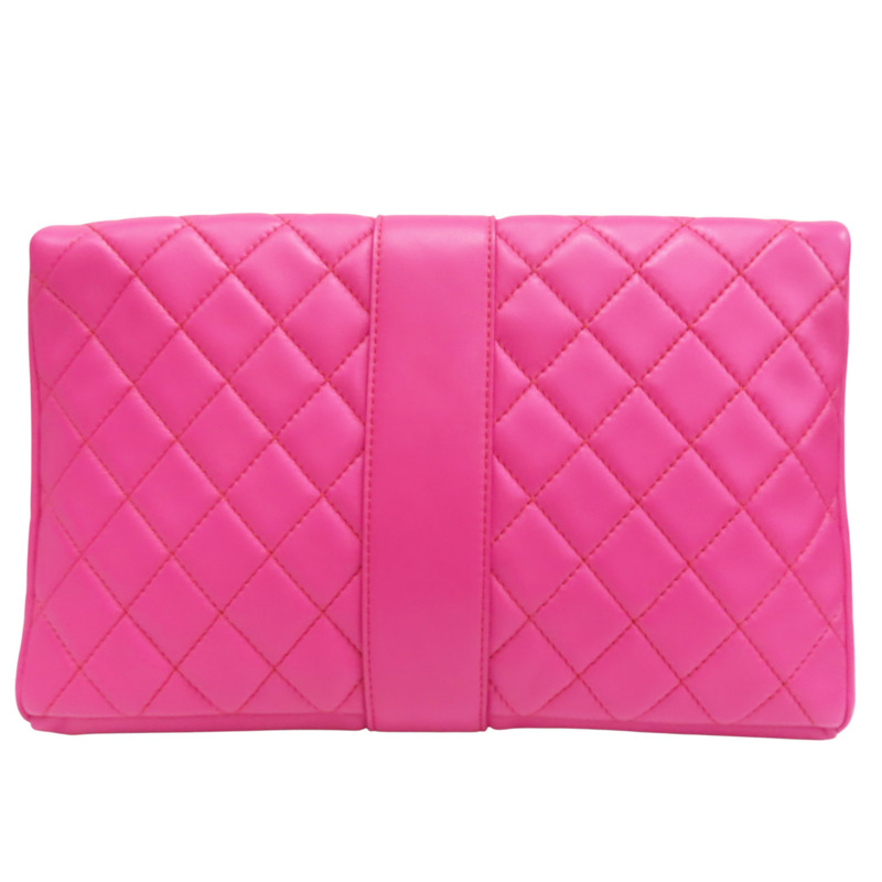 粉色 羊皮 Quilted Grip 手拿包【CHANEL 香奈兒】-1