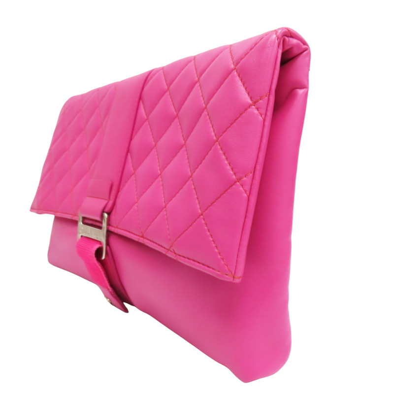 粉色 羊皮 Quilted Grip 手拿包【CHANEL 香奈兒】-2