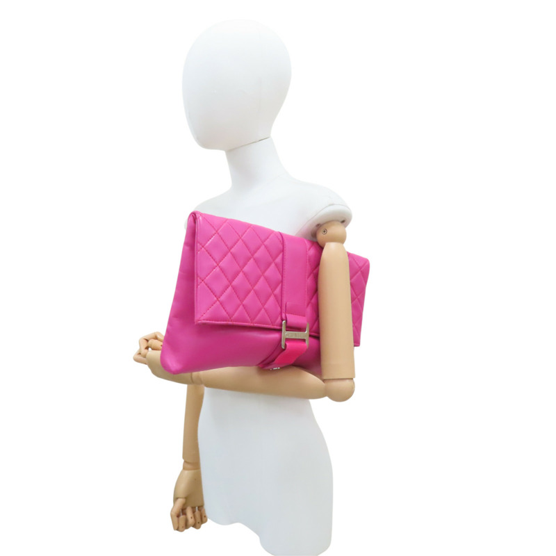 粉色 羊皮 Quilted Grip 手拿包【CHANEL 香奈兒】-9