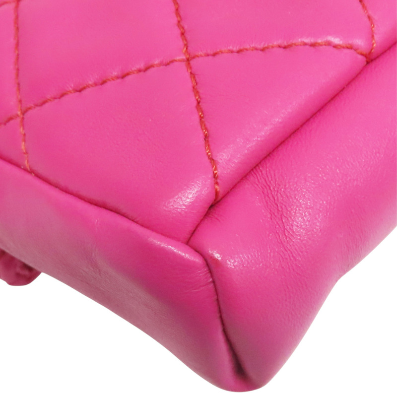粉色 羊皮 Quilted Grip 手拿包【CHANEL 香奈兒】-12