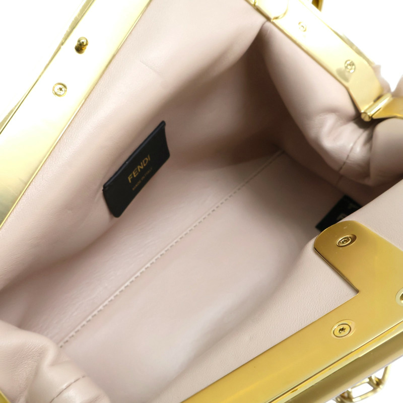 淡粉色 貂皮 First 小號 肩背包【FENDI 芬迪】 8BP129-5