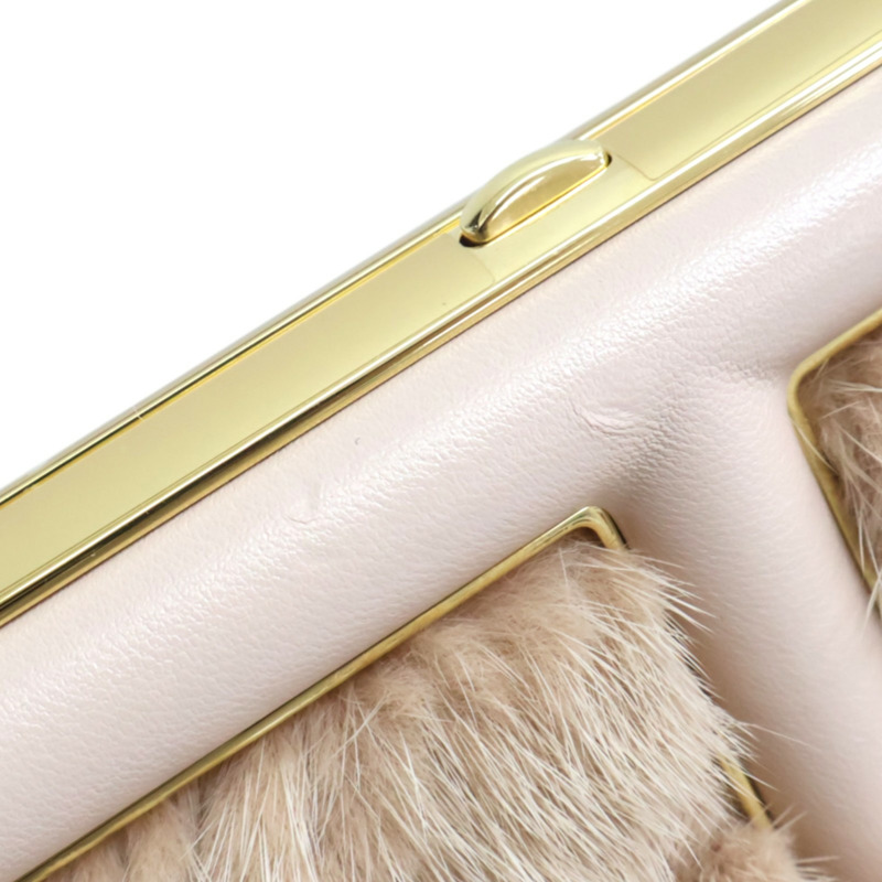 淡粉色 貂皮 First 小號 肩背包【FENDI 芬迪】 8BP129-14