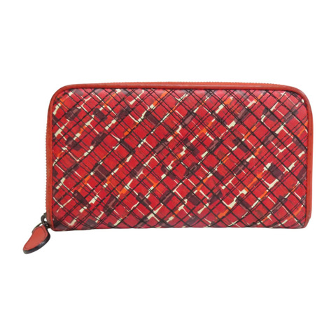 紅色 編織牛皮 拉鍊長夾【BOTTEGA VENETA BV 寶緹嘉】