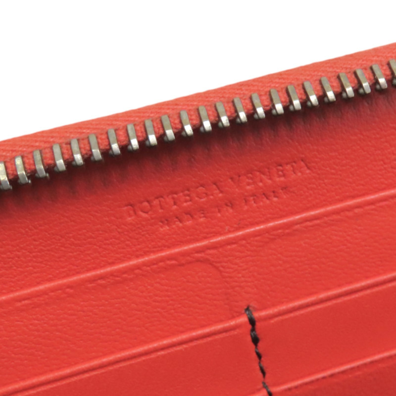 紅色 編織牛皮 拉鍊長夾【BOTTEGA VENETA BV 寶緹嘉】-6