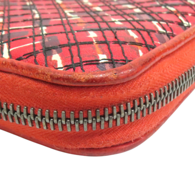 紅色 編織牛皮 拉鍊長夾【BOTTEGA VENETA BV 寶緹嘉】-11