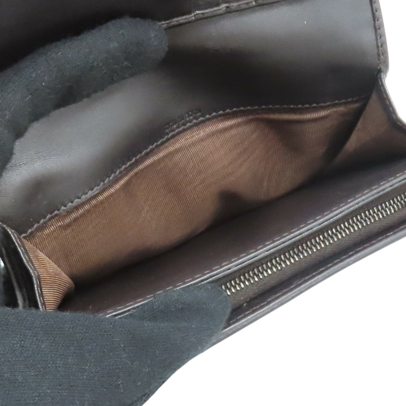 深棕色 帆布 牛皮 Zucchino 壓扣 中夾【FENDI 芬迪】 8M0029-6