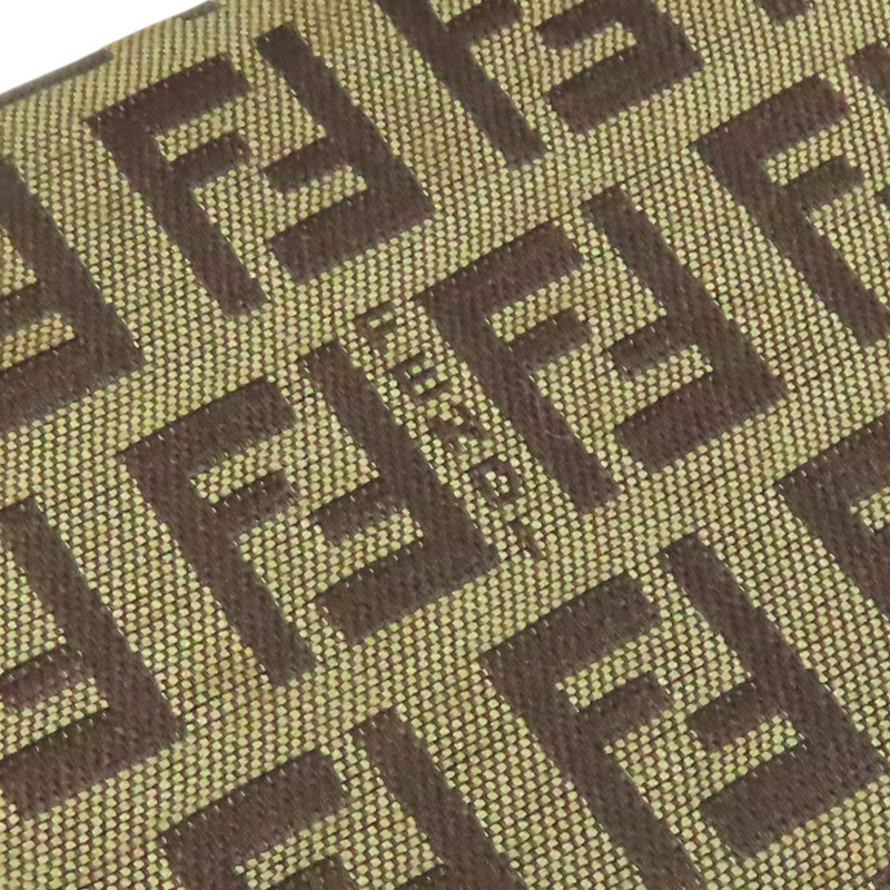 深棕色 帆布 牛皮 Zucchino 壓扣 中夾【FENDI 芬迪】 8M0029-8