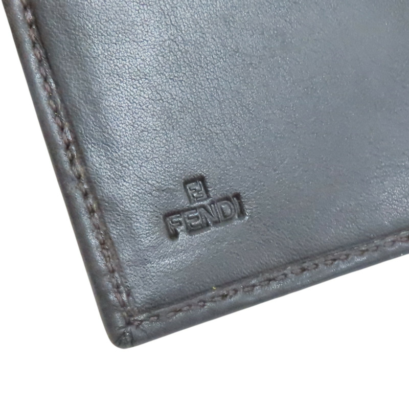 深棕色 帆布 牛皮 Zucchino 壓扣 中夾【FENDI 芬迪】 8M0029-9
