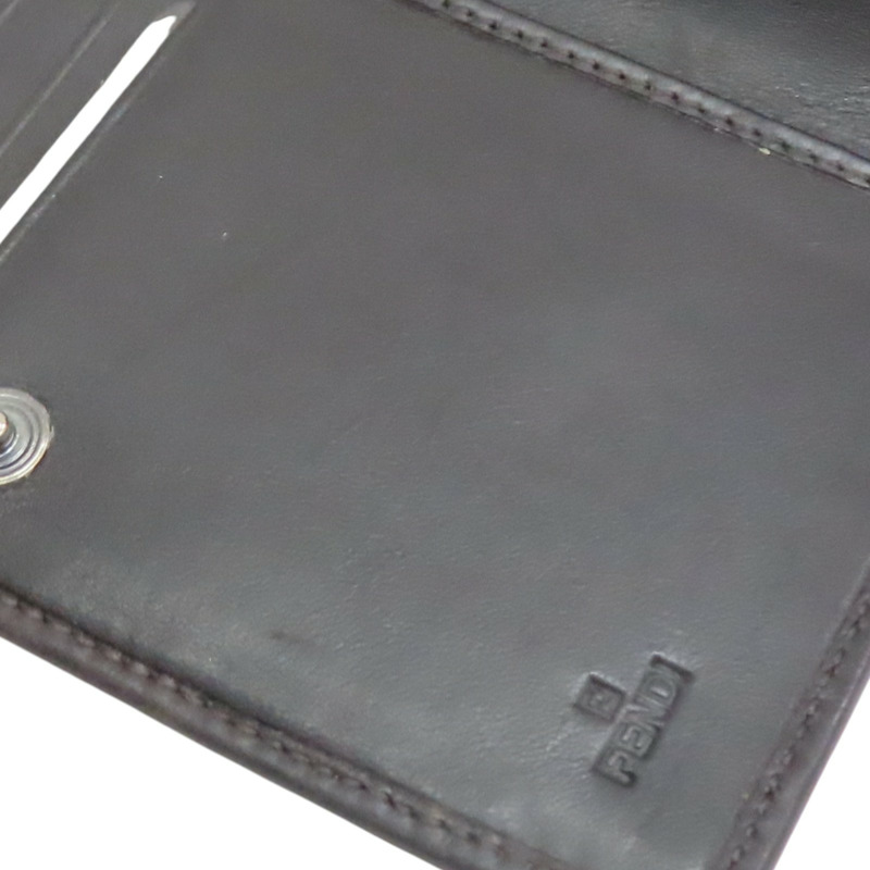 深棕色 帆布 牛皮 Zucchino 壓扣 中夾【FENDI 芬迪】 8M0029-16
