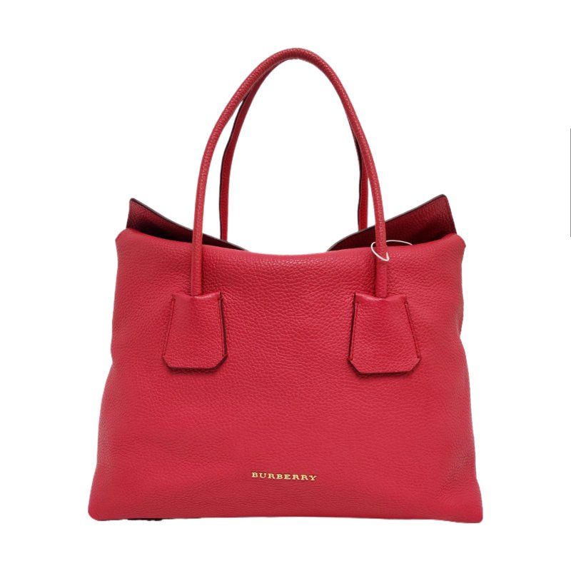 BURBERRY Baynard玫紅色牛皮手提包單肩包金色五金-0