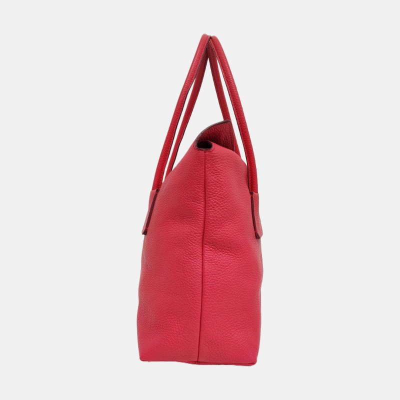 BURBERRY Baynard玫紅色牛皮手提包單肩包金色五金-3