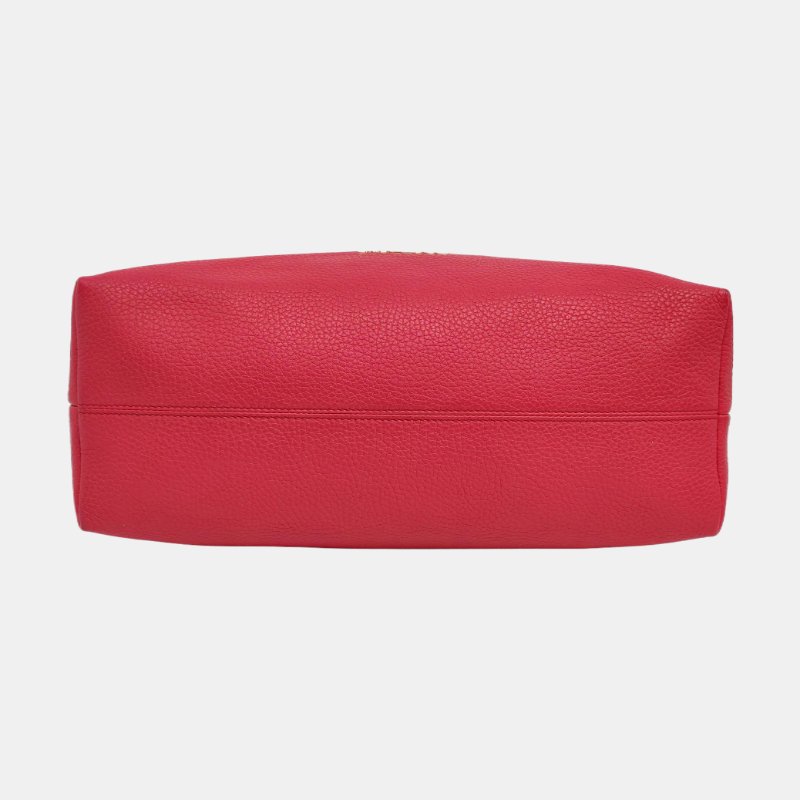 BURBERRY Baynard玫紅色牛皮手提包單肩包金色五金-5