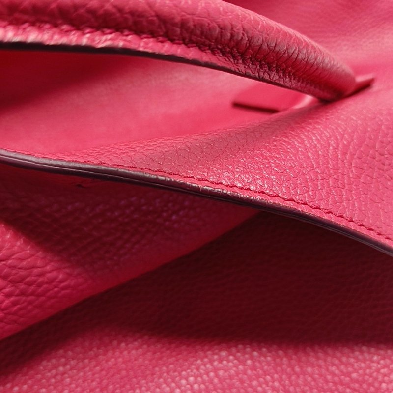 BURBERRY Baynard玫紅色牛皮手提包單肩包金色五金-12