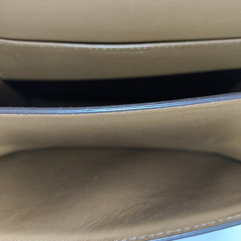 CELINE CLASSIC BOX小號棕色牛皮豆腐包單肩包斜挎包金色五金可拆卸肩帶-6