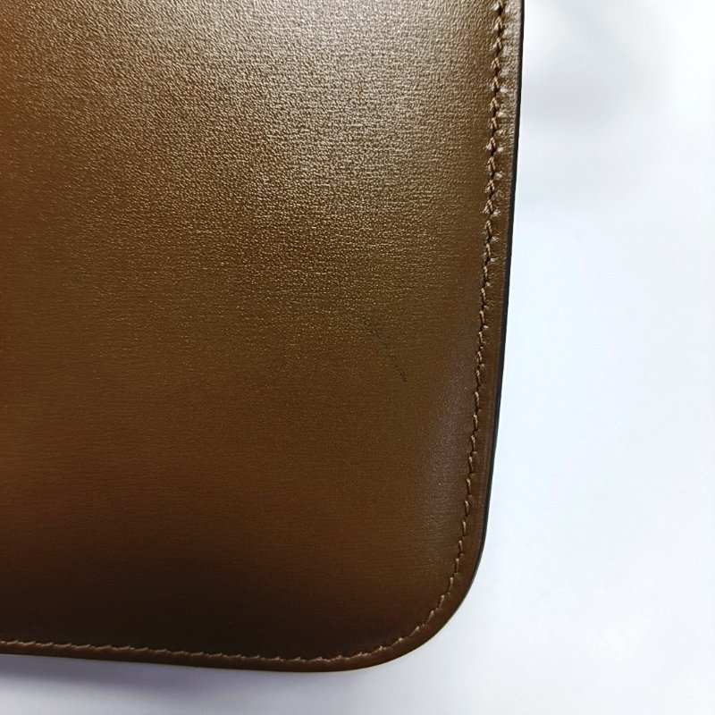CELINE CLASSIC BOX小號棕色牛皮豆腐包單肩包斜挎包金色五金可拆卸肩帶-11