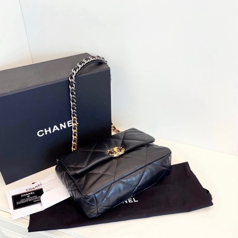 Chanel香奈兒 黑金19bag中號-4