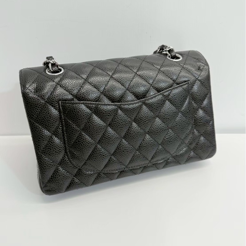 Chanel CF23 黑銀荔枝牛 全新全配 台灣購證-1