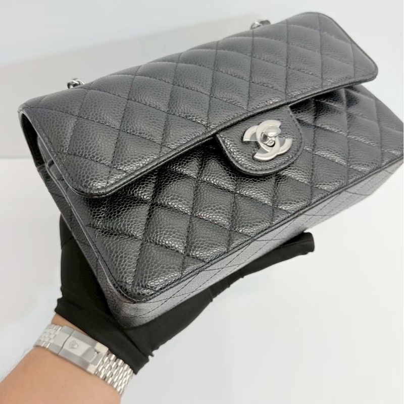 Chanel CF23 黑銀荔枝牛 全新全配 台灣購證-7