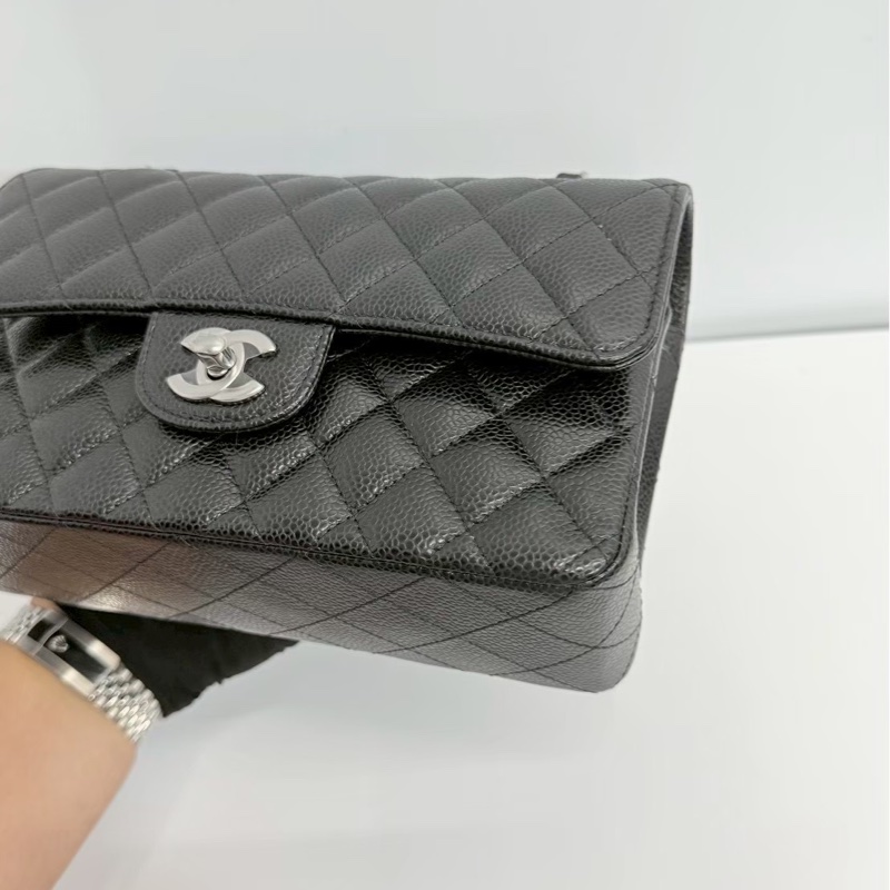 Chanel CF23 黑銀荔枝牛 全新全配 台灣購證-8