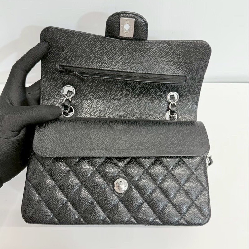 Chanel CF23 黑銀荔枝牛 全新全配 台灣購證-11