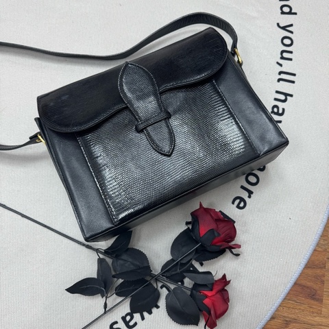 YSL 黑色鱷魚皮 斜挎包 vintage 中古 二手