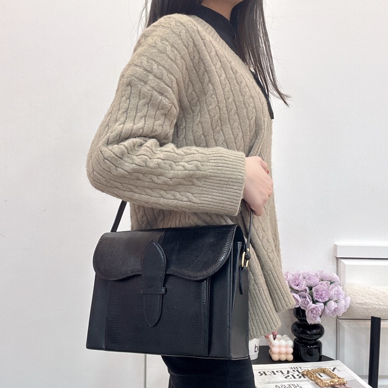 YSL 黑色鱷魚皮 斜挎包 vintage 中古 二手-3