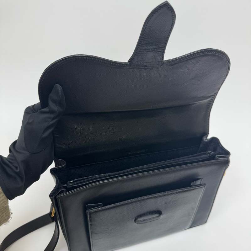 YSL 黑色鱷魚皮 斜挎包 vintage 中古 二手-16