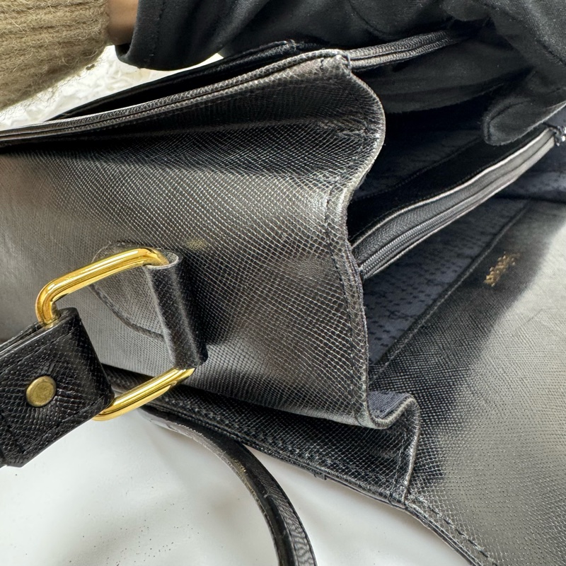 YSL 黑色鱷魚皮 斜挎包 vintage 中古 二手-21