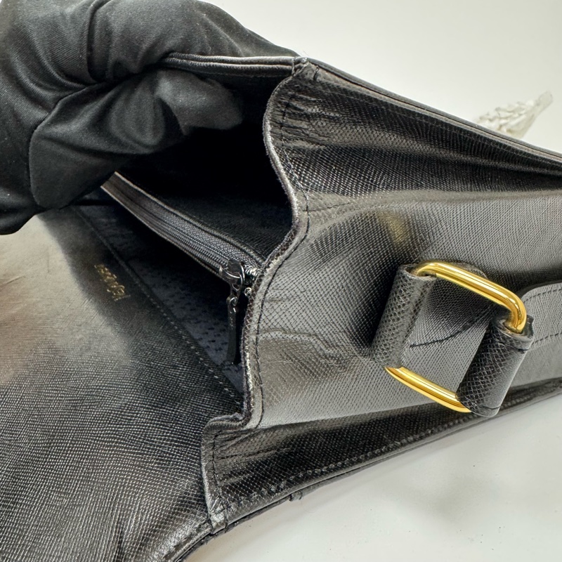 YSL 黑色鱷魚皮 斜挎包 vintage 中古 二手-22