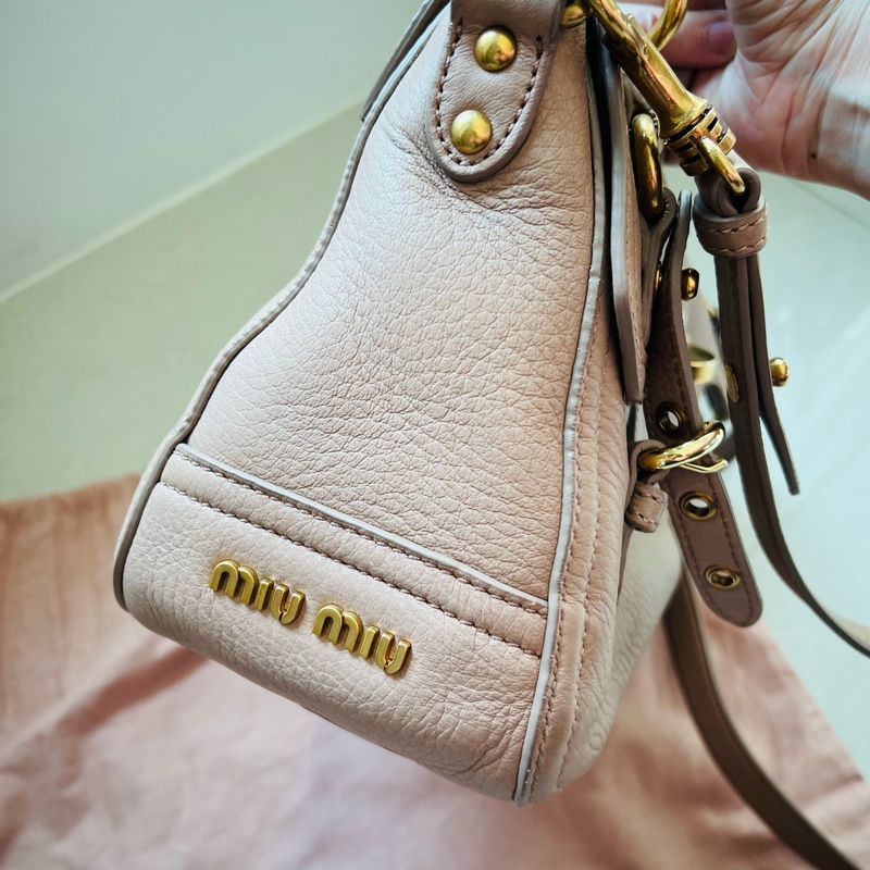 miu miu 乾燥玫瑰粉色 手提包 機車包-2