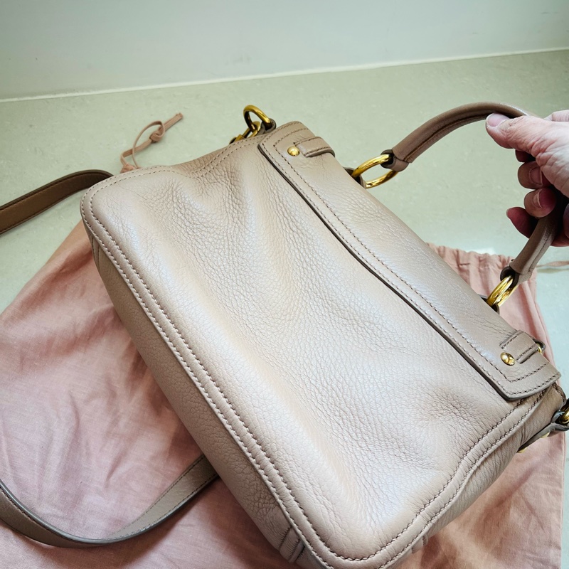 miu miu 乾燥玫瑰粉色 手提包 機車包-3