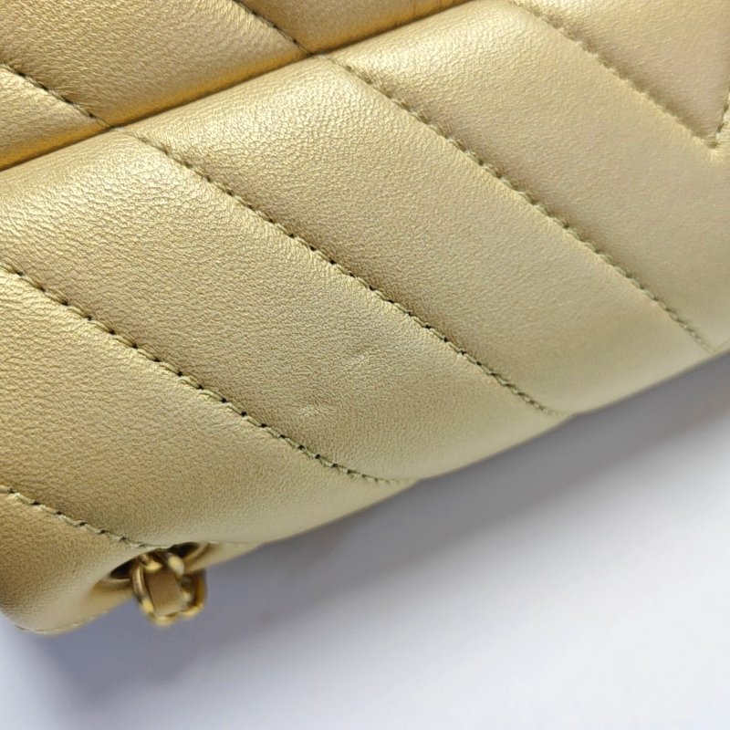 CHANEL CLASSIC FLAP金色羊皮絎縫V紋單肩包斜挎包金色五金20開-9