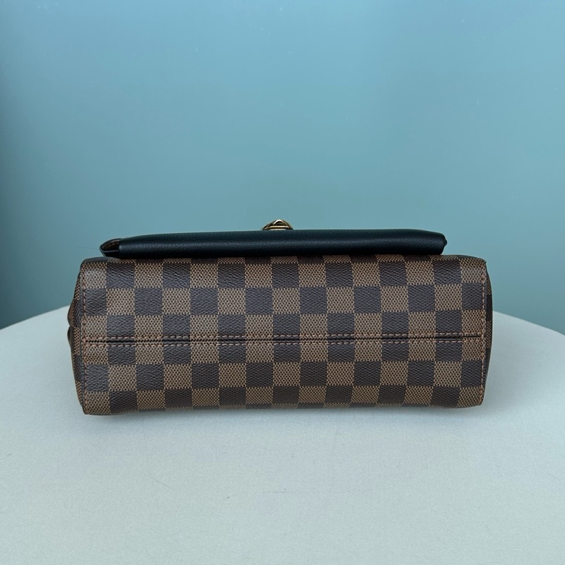 LV vavin黑拼棕棋盤格鏈條斜挎包-3