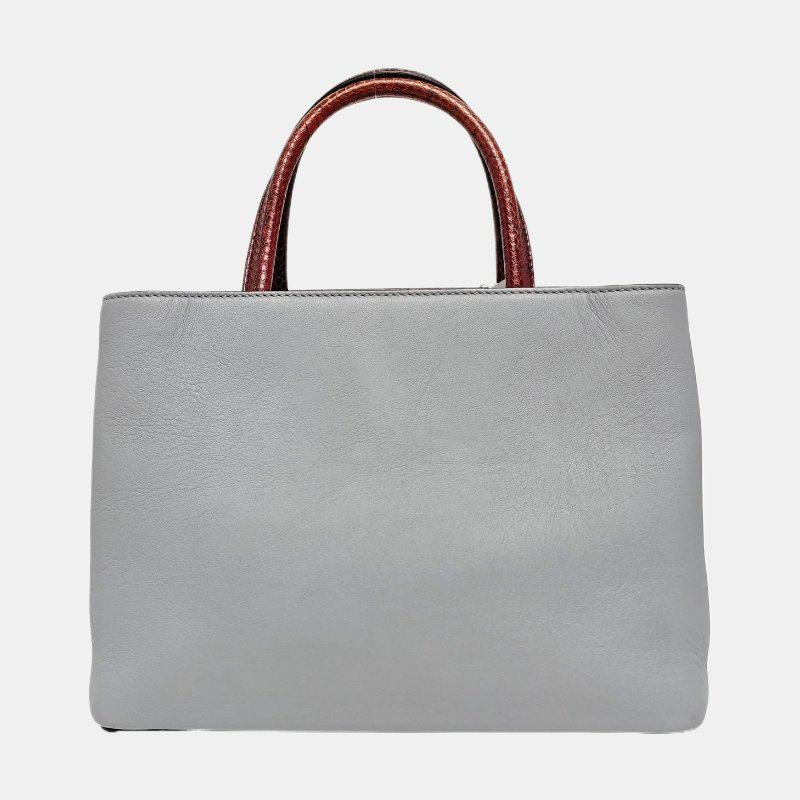 FENDI 2 Jours藍色牛皮單肩包手提包銀色五金可拆卸肩帶-4