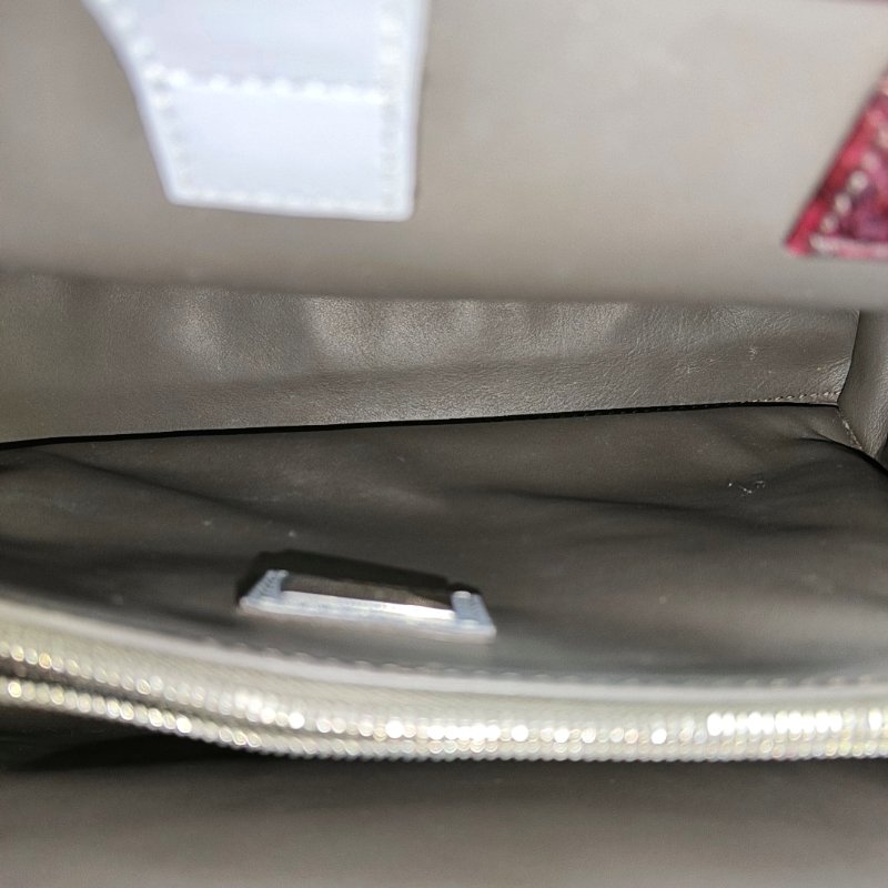 FENDI 2 Jours藍色牛皮單肩包手提包銀色五金可拆卸肩帶-6